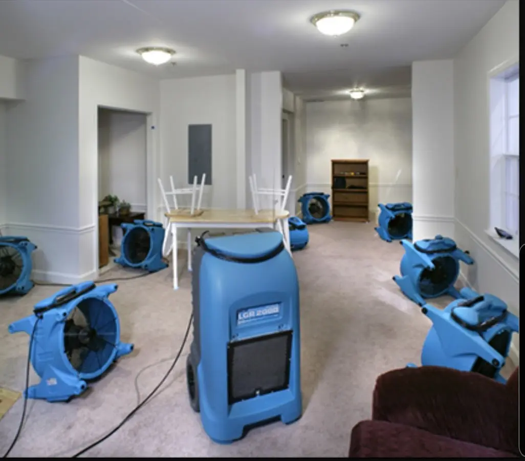 Air movers and dehumidifier setup for Water Extraction & Removal in Austell