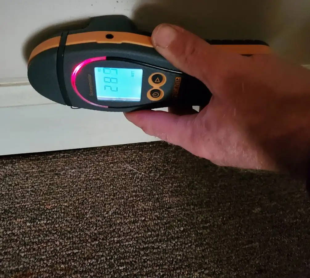 Moisture detection at baseboard during Burst Pipe Cleanup in Austell