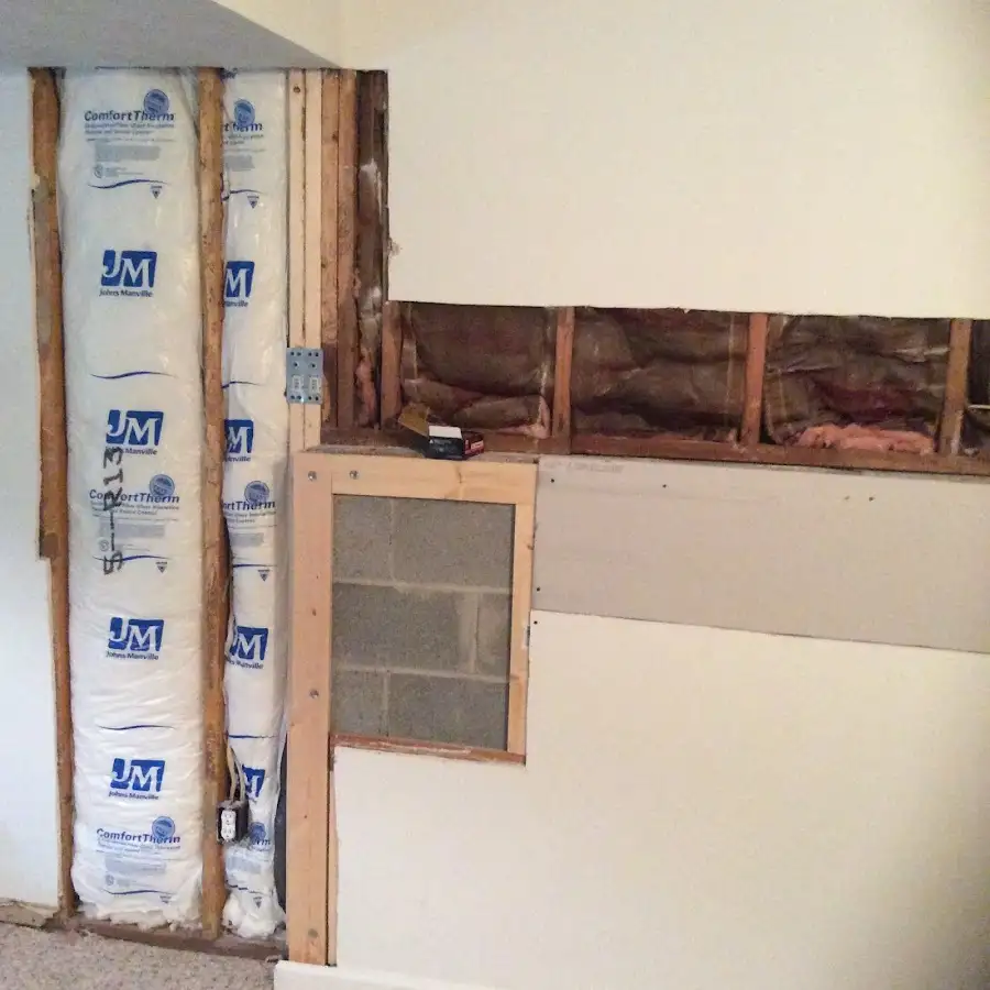 Wall insulation replacement during Basement Flood Cleanup in Austell